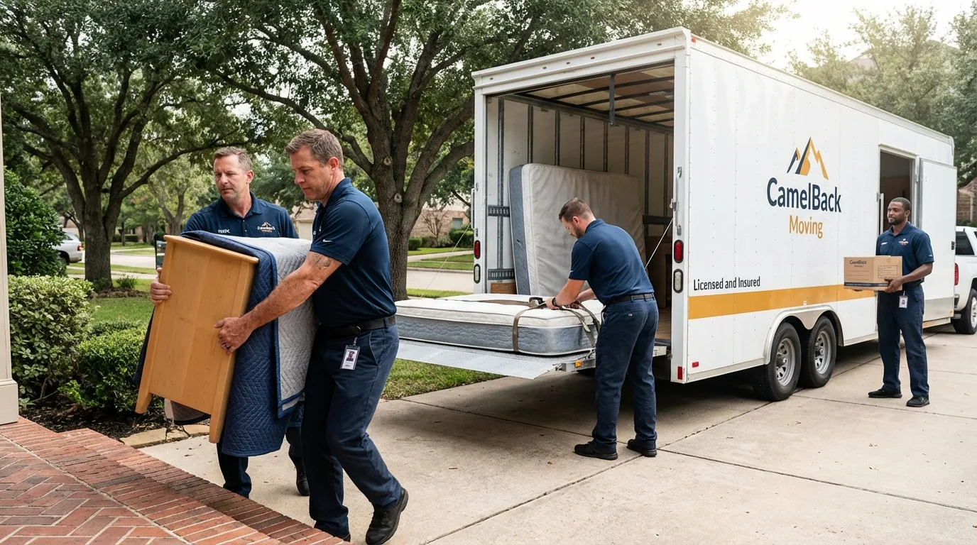 Crew loading residential truck for cross-state move from Gurnee, IL